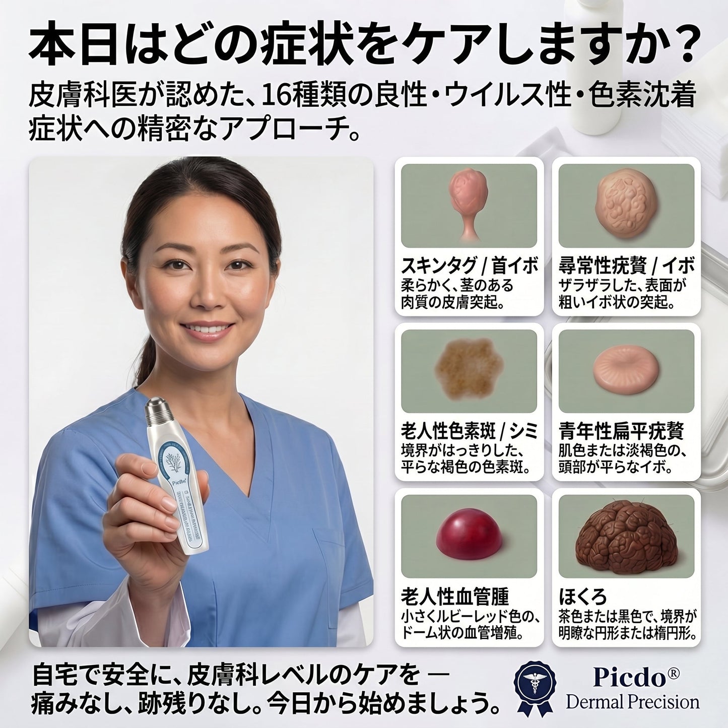 日本𝐏i𝐜𝐝o® 7日間 シミ取り 傷跡ケア ペン(痛みゼロ、傷ゼロのローラーボール)💪