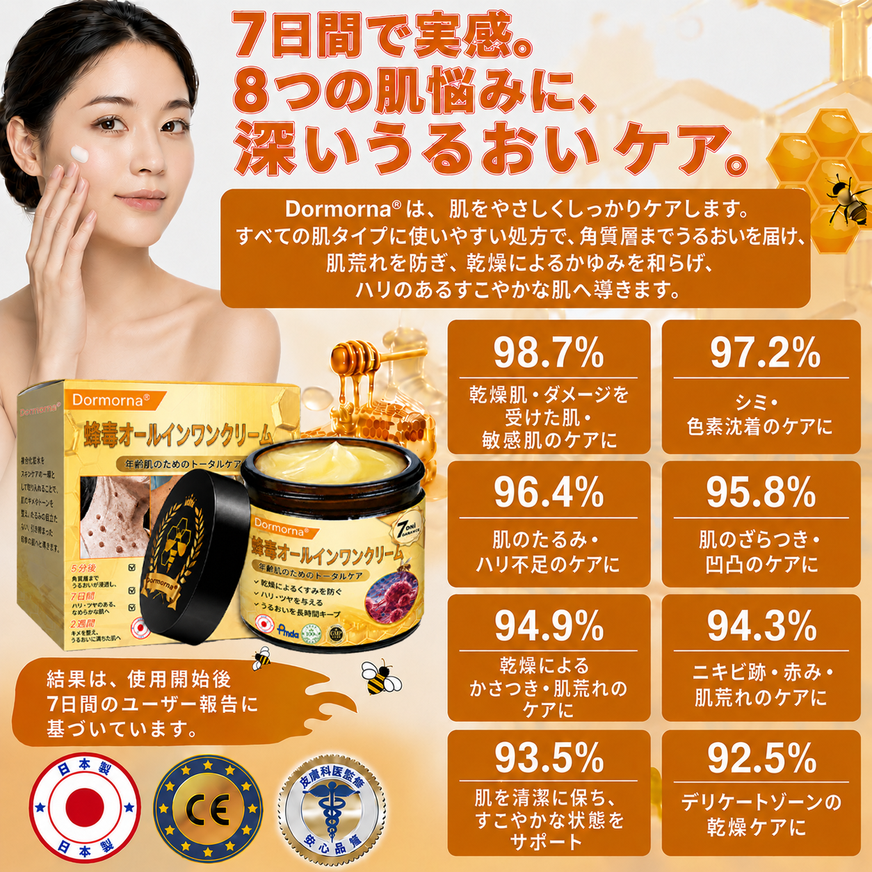 🔥𝗗𝗼𝗿𝗺𝗼𝗿𝗻𝗮® 公式ストア｜日本製 🇯🇵 🎐蜂毒オールインワンクリーム 🌟本日まで！最大𝟴𝟬％ 𝗢𝗙𝗙
